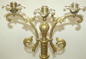 Hatalmas méretű díszített 3 ágú réz gyertyatartó 53cm magas