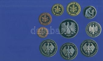 Németország / Stuttgart 1997F 1pf-5M 10klf forgalmi érme sor kiadása eredeti plasztik és papírtokban...
