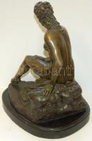 C. Allegrain jelzéssel ellátott J.B. Deposee bronz akt szobor márvány talapzaton 32cm magas