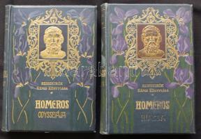Remekírók képes könyvtára: Homérosz: Illiász, Ödüsszeia. Bp., 1902. Lampel. Leszik-féle dombornyomott egészvászon kötésben.