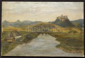 Dacsó L. jelzéssel: Várrom. Olaj, karton. 24x16 cm