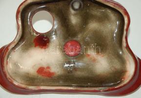 Szecessziós jelzett körpecsétes Zsolnay porcelán asztali toll- és tintatartó javított nyakkal / Zsol...