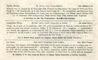 ~1930. 2db Felhívás "Magyar Királyi Osztálysorsjáték" vásárlására "Töröknél" + 1...
