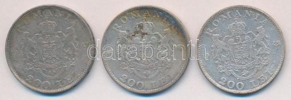 Románia 1942. 200L Ag (3x) T:3 Romania 1942. 200 Lei Ag (3x) C:F