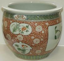 XIX. sz. második fele. Kézzel festett kerámia kaspó. Jelzés nélkül. (néhány apró kopás) / Hand paint...