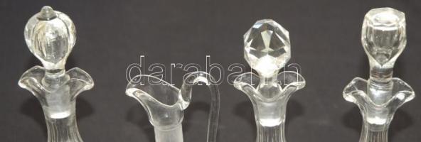 4 db sorszámozott, metszett, szakított üveg likőrös készlet / 4 pieces hand-made glass liqueor set 1...