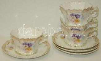 XIX. sz Rendkívül finom, kézzel festett porcelán teáscsészék csillag/nap jelzéssel. (Egyik csészén r...