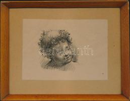 1964 Tamási Gyula (Giulio Tomasi) szobrászművész: Puttófejek. 2 db ceruzarajz, jelzett, üvegezett keretben 12x9, 12x8 cm