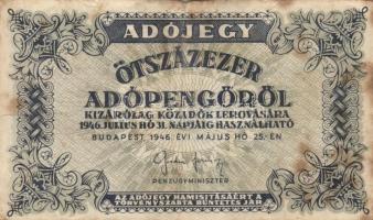 1946. 100.000AP pénztárjegy "Másra Át Nem Ruházható" + 10db adópengő T:III,III-