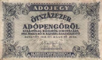1946. 100.000AP pénztárjegy "Másra Át Nem Ruházható" + 10db adópengő T:III,III-