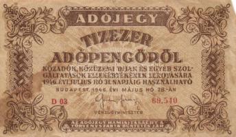 1946. 100.000AP pénztárjegy "Másra Át Nem Ruházható" + 10db adópengő T:III,III-