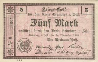 Német Birodalom/Weimari Köztársaság/Grünberg 1918. 5M + 10M + 20M I.Világháborús szükségpénz T:I-
We...
