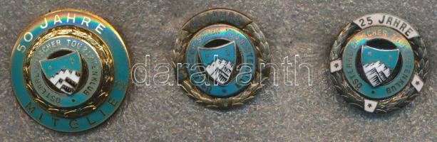 Ausztria 3db klf Turista jubileumi jelvény 25, 40 és 50 éves évfordulóra T:2,2- /  Austria / 3 different badges of the 25th, 40th and 50th tourist anniversary C:XF,VF