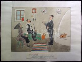 Réber László (1920-2001): Lakzi lesz. Vegyes technika, papír, jelzett 42x33 cm