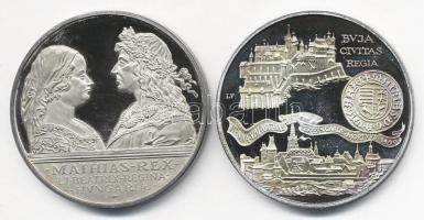 1990. 500Ft Ag + 500Ft Ag "Mátyás király" pár eredeti dísztokban T:PP (patina)