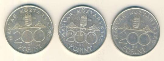 1994. 200Ft Ag "Deák" (3x) T:2,2-