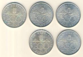 1994. 200Ft Ag "Deák" (5x) T:2,2-