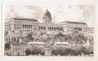 Jelzés nélkül: Budai vár, rézkarc-papír, paszpartuban 25x35cm