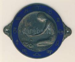 Zodiákus jeleket ábrázoló zománcozott Br plakett (d=72mm) T:2 Enamelled bronze medallion with zodiac signs (d=72mm) C:XF