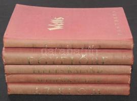 5db H. G. Wells könyv a Pantheon Irodalmi Intézet kiadásában, mind kiadói dombornyomott vászonkötésb...