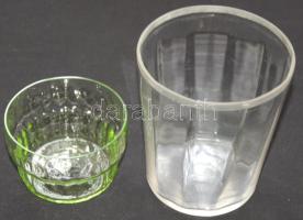 Kis üveg tétel: régi szőlőmosó pohár, tálkák, tányérok