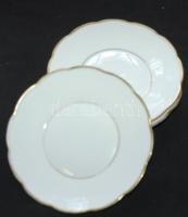 4db aranyozott szélű jelzett "Hüttl Budapest" porcelán kistányér d: 16cm