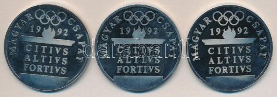 1992. "Barcelonai olimpia-Magyar csapat" ezüstözött emlékérem 3klf darabja Szign.: Papp Lá...