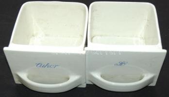 4db nagy és 4db kis méretű porcelán fűszeres fiók apró sérülésekkel + 3db kínai porcelán kistányér