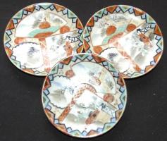 4db nagy és 4db kis méretű porcelán fűszeres fiók apró sérülésekkel + 3db kínai porcelán kistányér