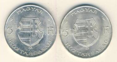 1947. 5Ft Ag "Kossuth" (2x) T:2