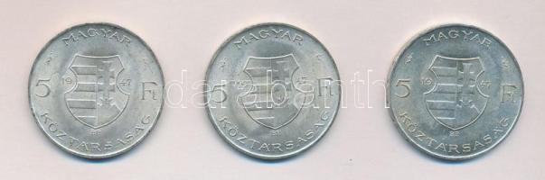 1947. 5Ft Ag "Kossuth" (3x) T:2