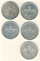 1992. 200Ft Ag "MNB" (5x) T:2,2-