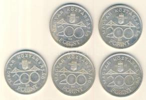 1992. 200Ft Ag "MNB" (5x) T:2,2-