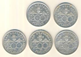 1992. 200Ft Ag "MNB" (5x) T:2,2-