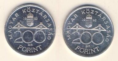 1992. 200Ft Ag "MNB" (2x) T:1-
