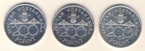 1992. 200Ft Ag "MNB" (3x) T:1-