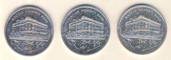1992. 200Ft Ag "MNB" (3x) T:1-,2