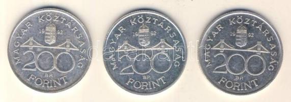 1992. 200Ft Ag "MNB" (3x) T:2