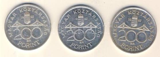 1992. 200Ft Ag "MNB" (3x) T:2
