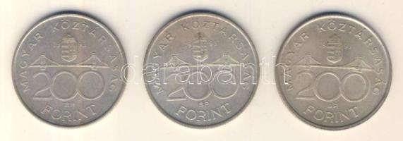1993. 200Ft Ag "MNB" (3x) T:3