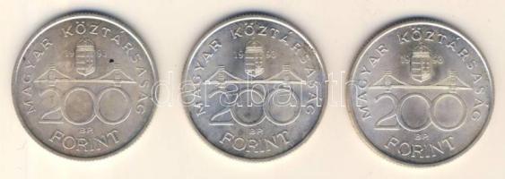 1993. 200Ft Ag "MNB" (3x) T:2,2-