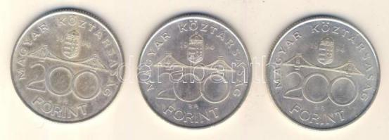 1994. 200Ft Ag "Deák" (3x) T:2,2-