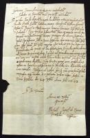 1643 Papes Katalin és Volentik Miklós házasságáról tudósító levél Nemeskosztolányi címzésel és viaszpecséttel