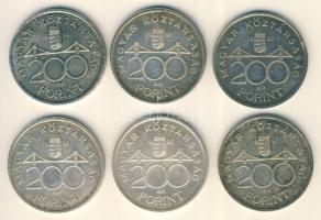 1992. 200Ft Ag "MNB" (6x) T:2,2-