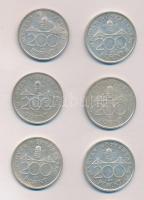 1992. 200Ft Ag "MNB" (7x) T:2,2-