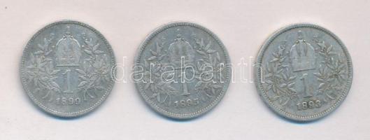 Ausztria 1893-99. 1K Ag (3x) T:3 Austria 1893-99. 1 Corona Ag (3x) C:F