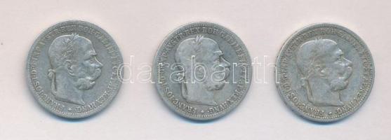 Ausztria 1893-99. 1K Ag (3x) T:3
Austria 1893-99. 1 Corona Ag (3x) C:F