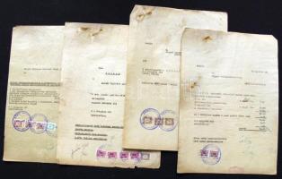 1948  4db klf számla okmánybélyegekkel