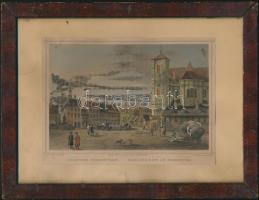 Rohrbock: Pozsony Szén tér színezett metszet üvegezett keretben / Pressburg colored etching in frame 26x21 cm