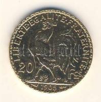 Franciaország/Modern Köztársaság 1905 20Fr Au 6,4516g T:BU k. France/Modern Republic 1905 20 Francs Au 6,4516g C:BU (scratched)
